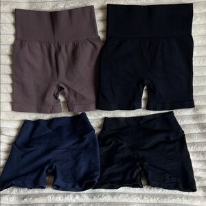 Set of 4 biker style gym shorts Black, Black, Navy, Taupe)